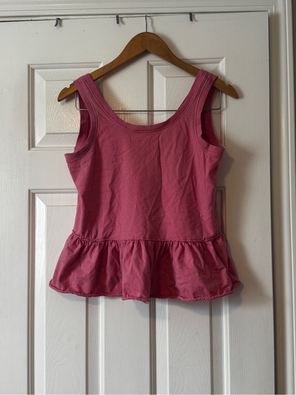 RD Style Pink Babydoll Tank Top Size Extra Small | Peplum Raffle Hem 100% Cotton